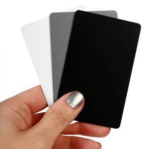 Cards for white balance product photoshoot on a white background