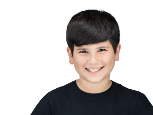 Professional Headshot of kid model on white background