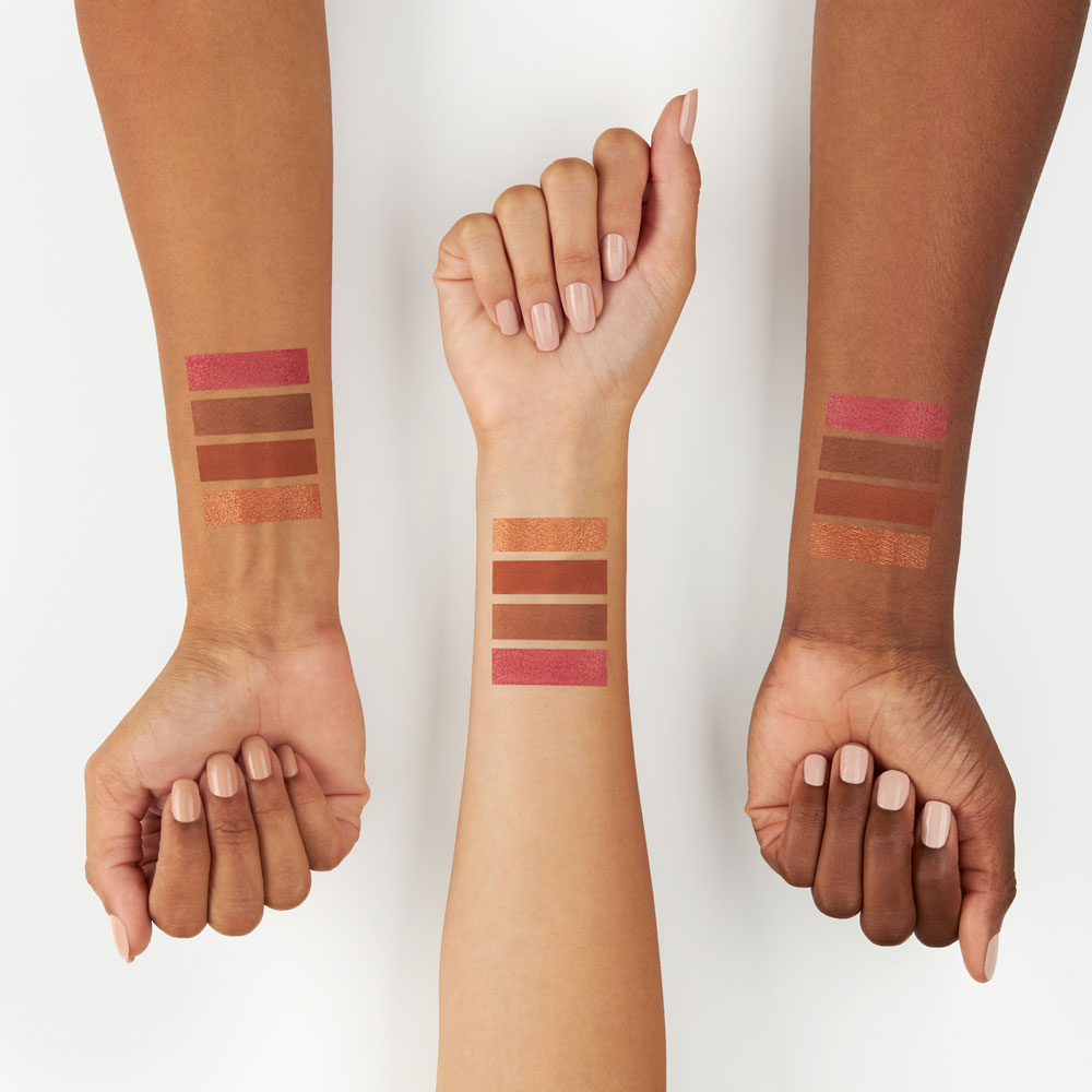 Cosmetics swatches on the arms of three different models on a white background by Isa Aydin NJ NY LA