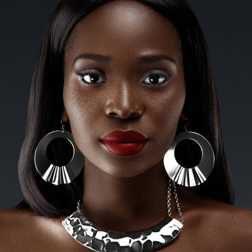 Beauty portrait photography of a black female model wearing jewelry by Isa Aydin.