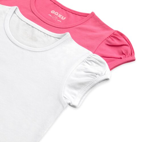 White and pink girl t-shirts photo on a white background for amazon listings