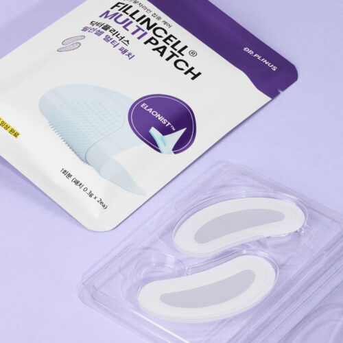 Lay flat creative shot on a purple background for skincare products