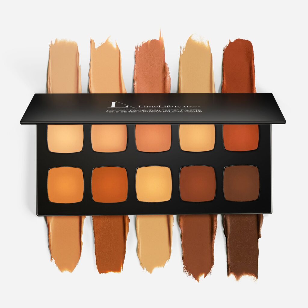 makeup foundation palette creative shot with swatches